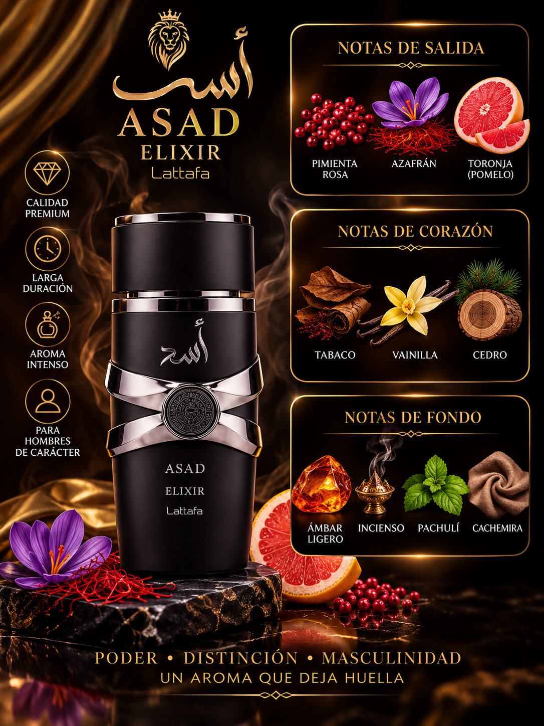 Asad Elixir, Lattafa, Eau de Parfum, Hombre, 100ml