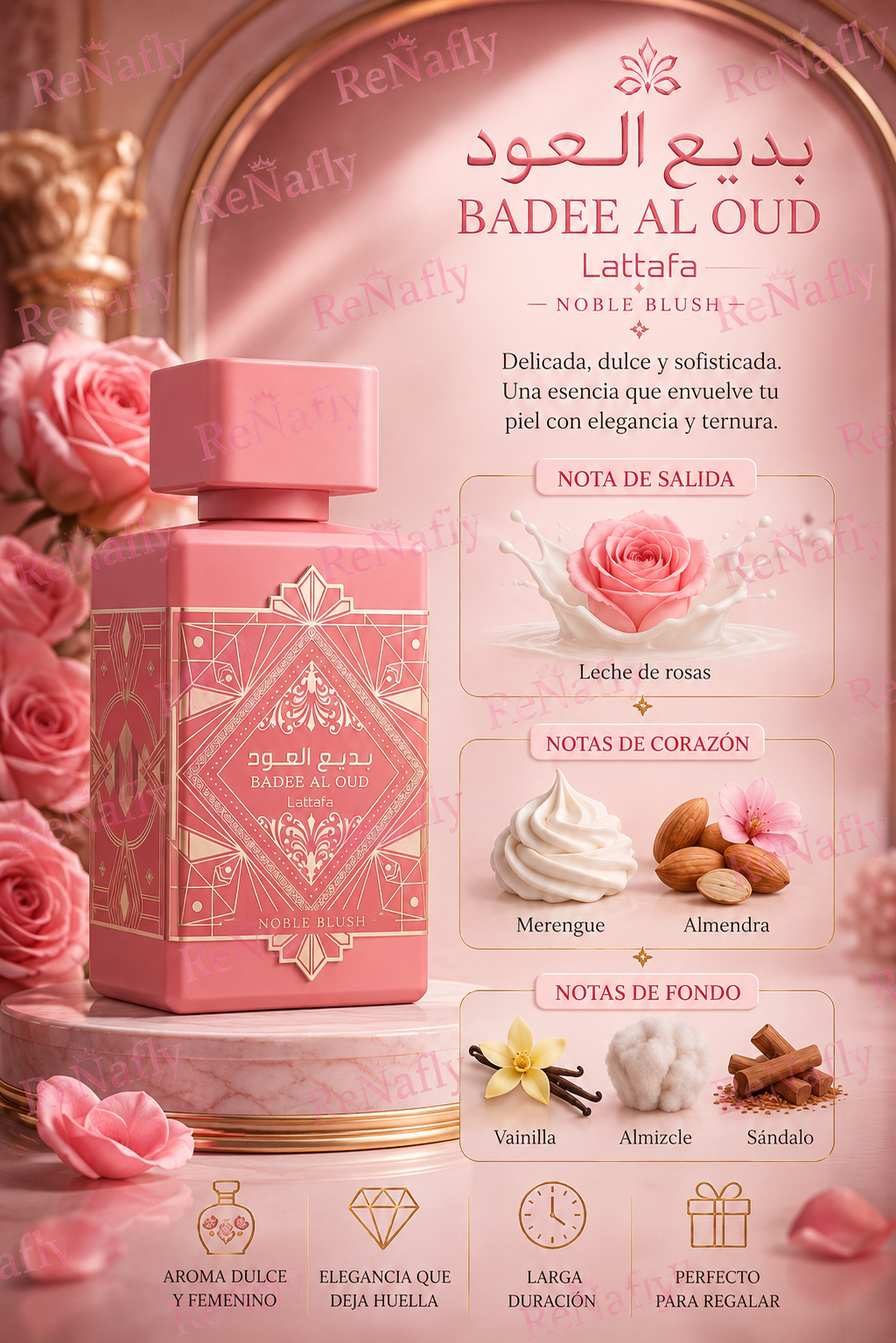 Badee Al Oud Noble Blush Lattafa, Mujer, 100ml