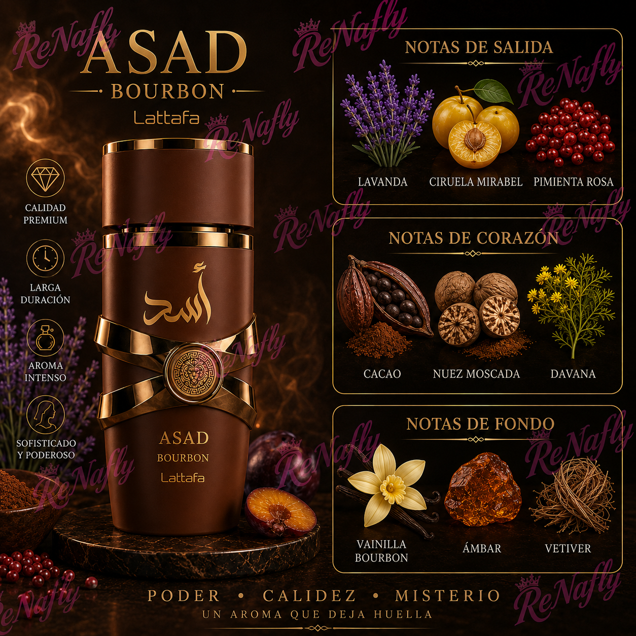 Asad Bourbon Lattafa, Eau de Parfum, Hombre, 100ml