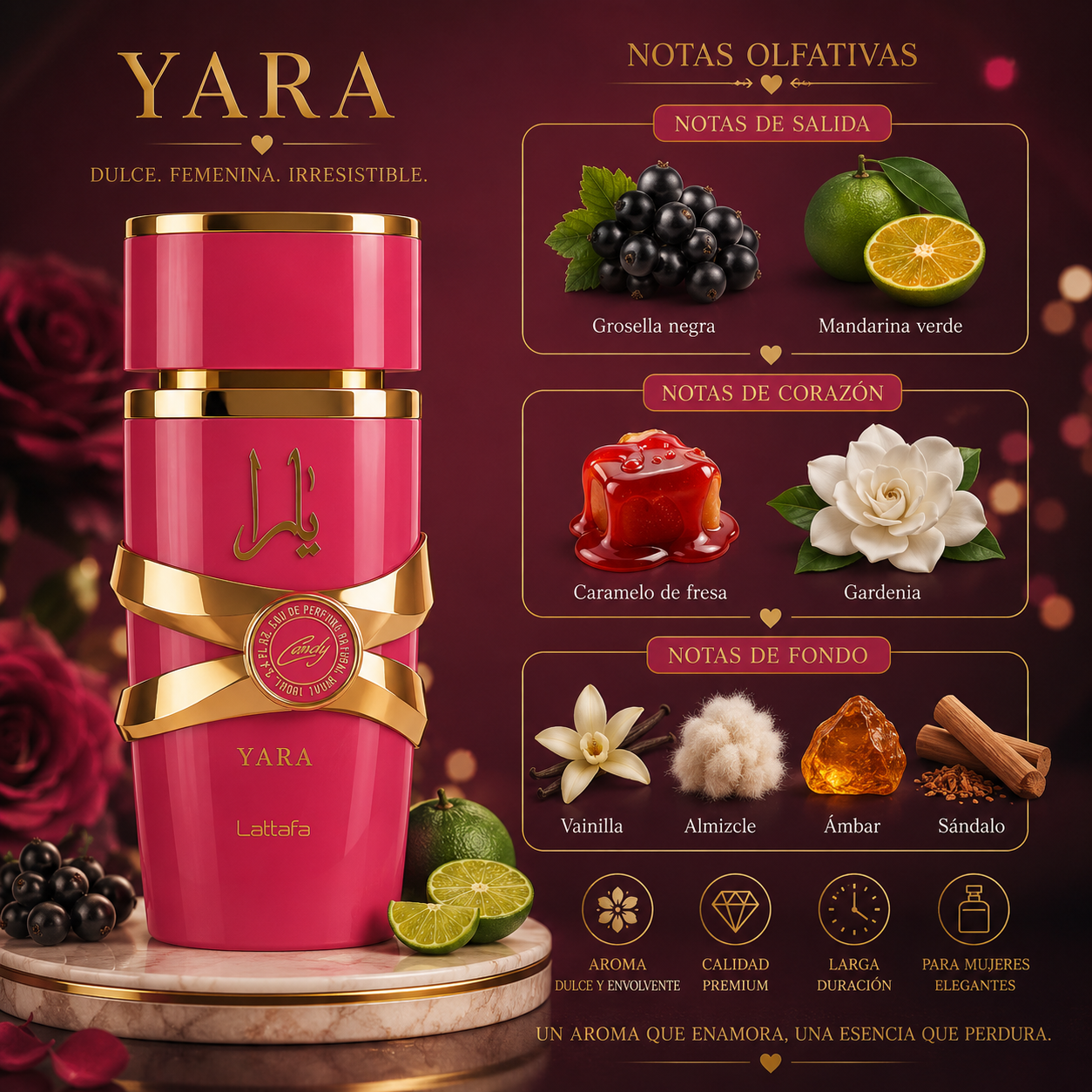 Yara Candy, Lattafa, Eau de Parfum, Mujer, 100ml