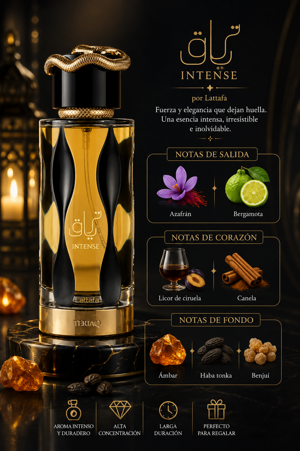 Teriaq Intense Lattafa, Eau de Parfum, Unisex, 100ml