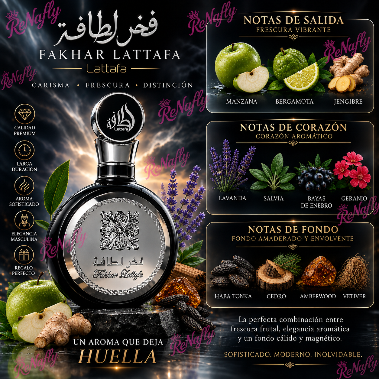 Fakhar Black, Lattafa, Eau de Parfum, Hombre, 100ml