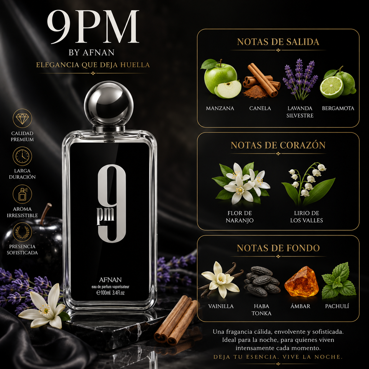 9pm, Afnan, Eau de Parfum, Hombre, 100ml