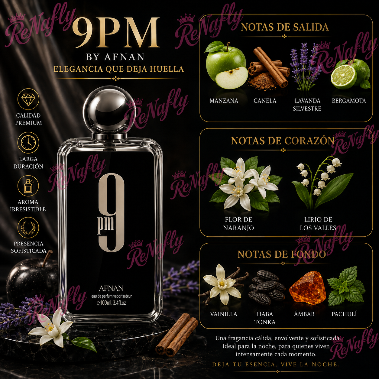 9pm, Afnan, Eau de Parfum, Hombre, 100ml
