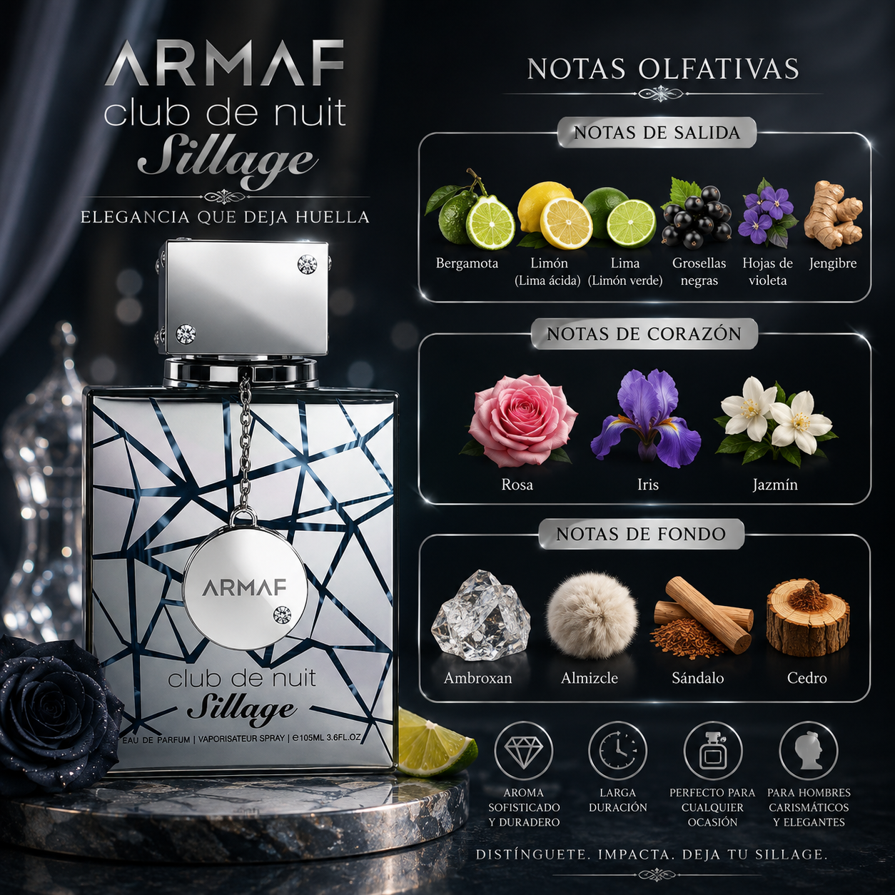 Club de Nuit Sillage Armaf, Eau de Parfum, Unisex, 105ml
