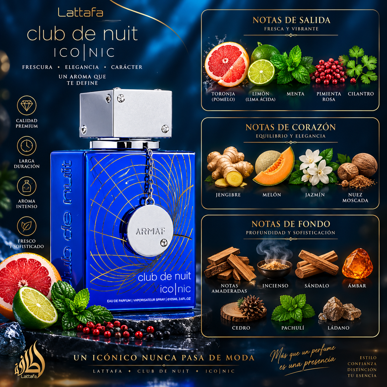 Club de Nuit Blue Iconic Armaf, Eau de Parfum, Hombre, 105ml