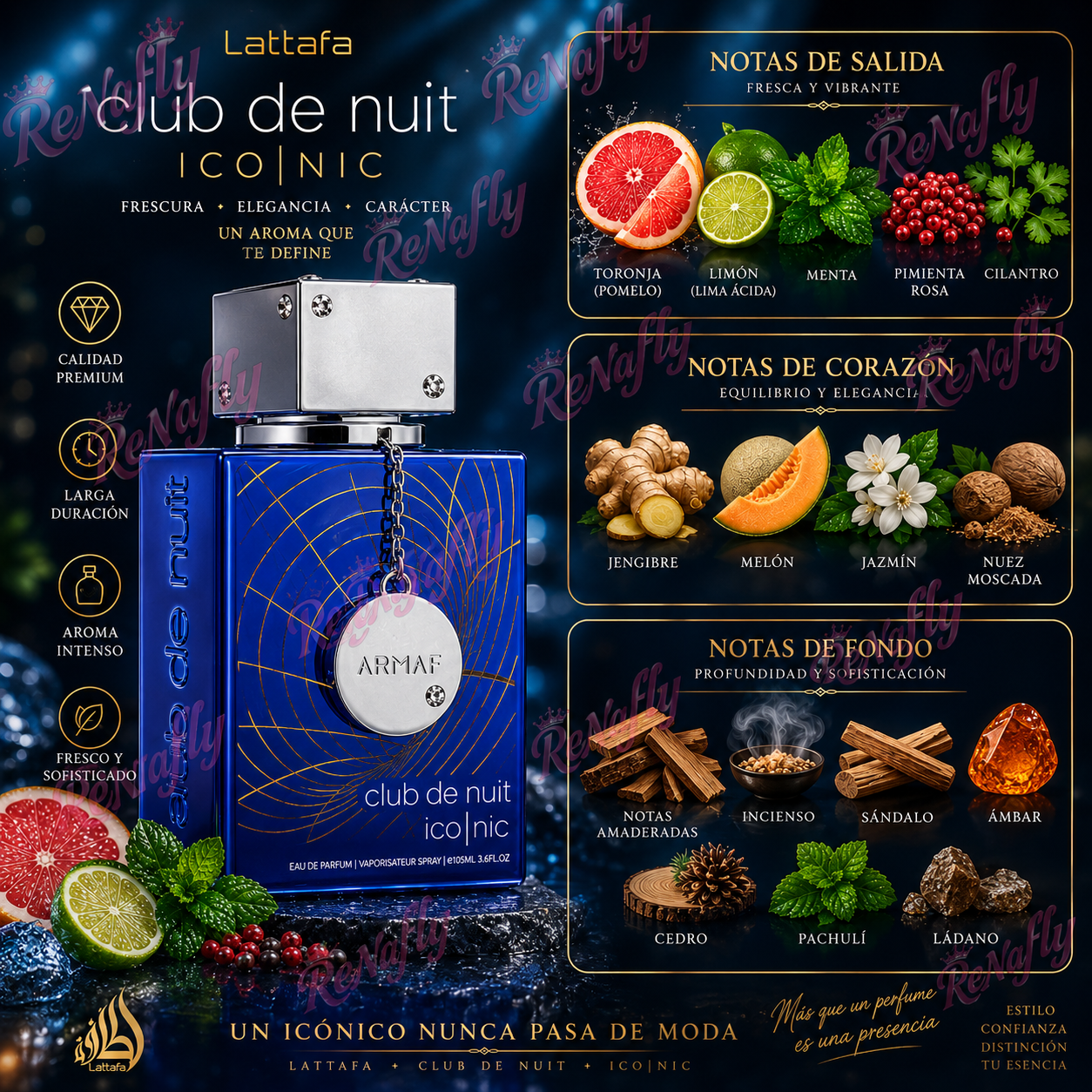 Club de Nuit Blue Iconic Armaf, Eau de Parfum, Hombre, 105ml