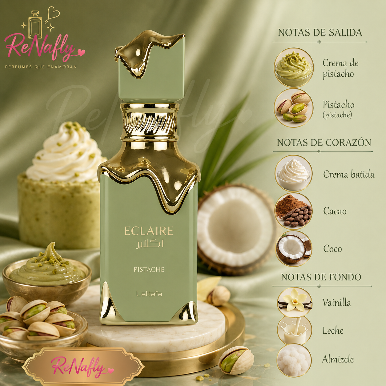 Eclaire Pistache, Lattafa, Eau de Parfum, Mujer, 100ml
