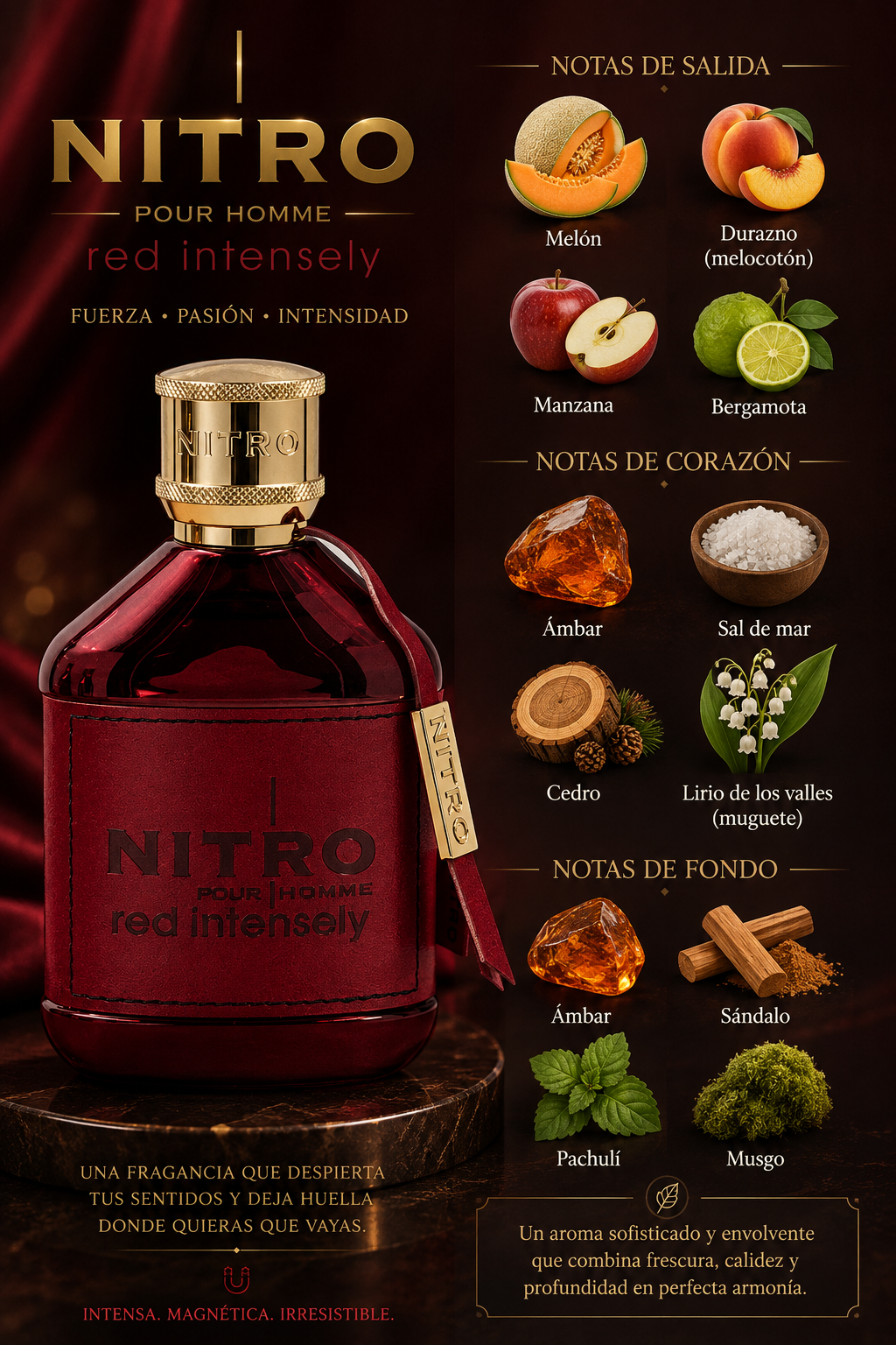Nitro Red Intensely, Dumont, Eau de Parfum, Hombre, 100ml