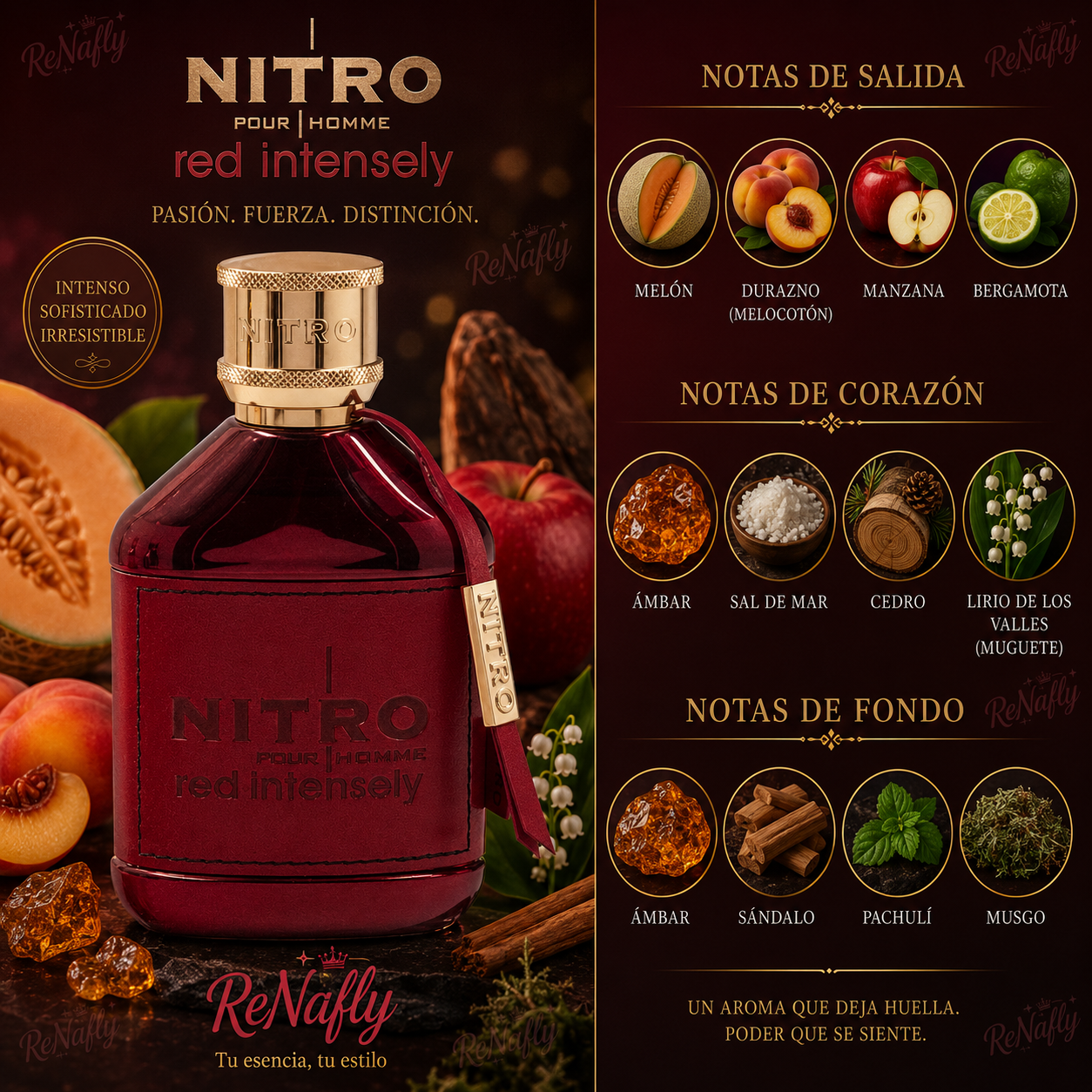 Nitro Red Intensely, Dumont, Eau de Parfum, Hombre, 100ml
