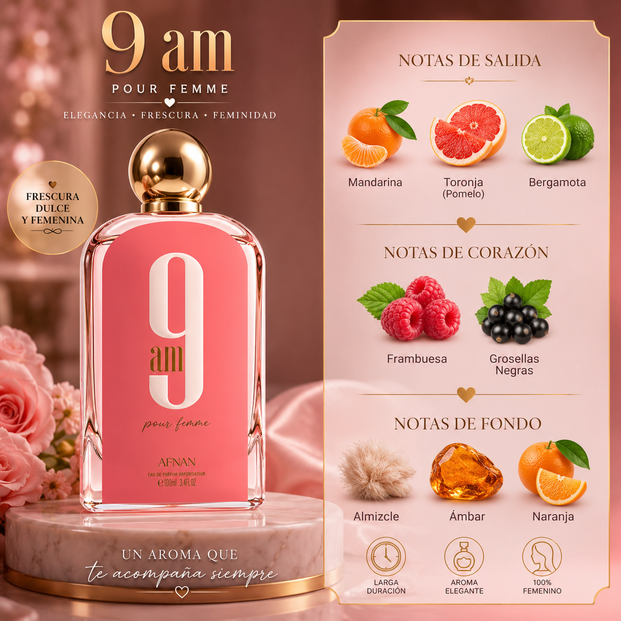 9AM Pour Femme, Afnan, 100ml