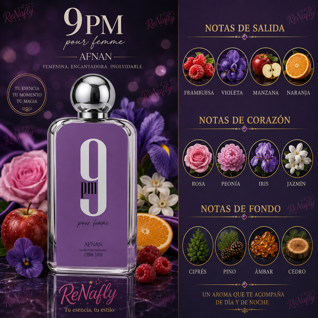 9 PM Pour Femme, Afnan, Eau de Parfum, Unisex, 100ml