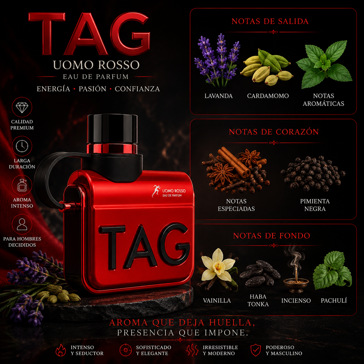 Tag Him Uomo Rosso, Armaf, Eau de Parfum, Hombre, 100ml