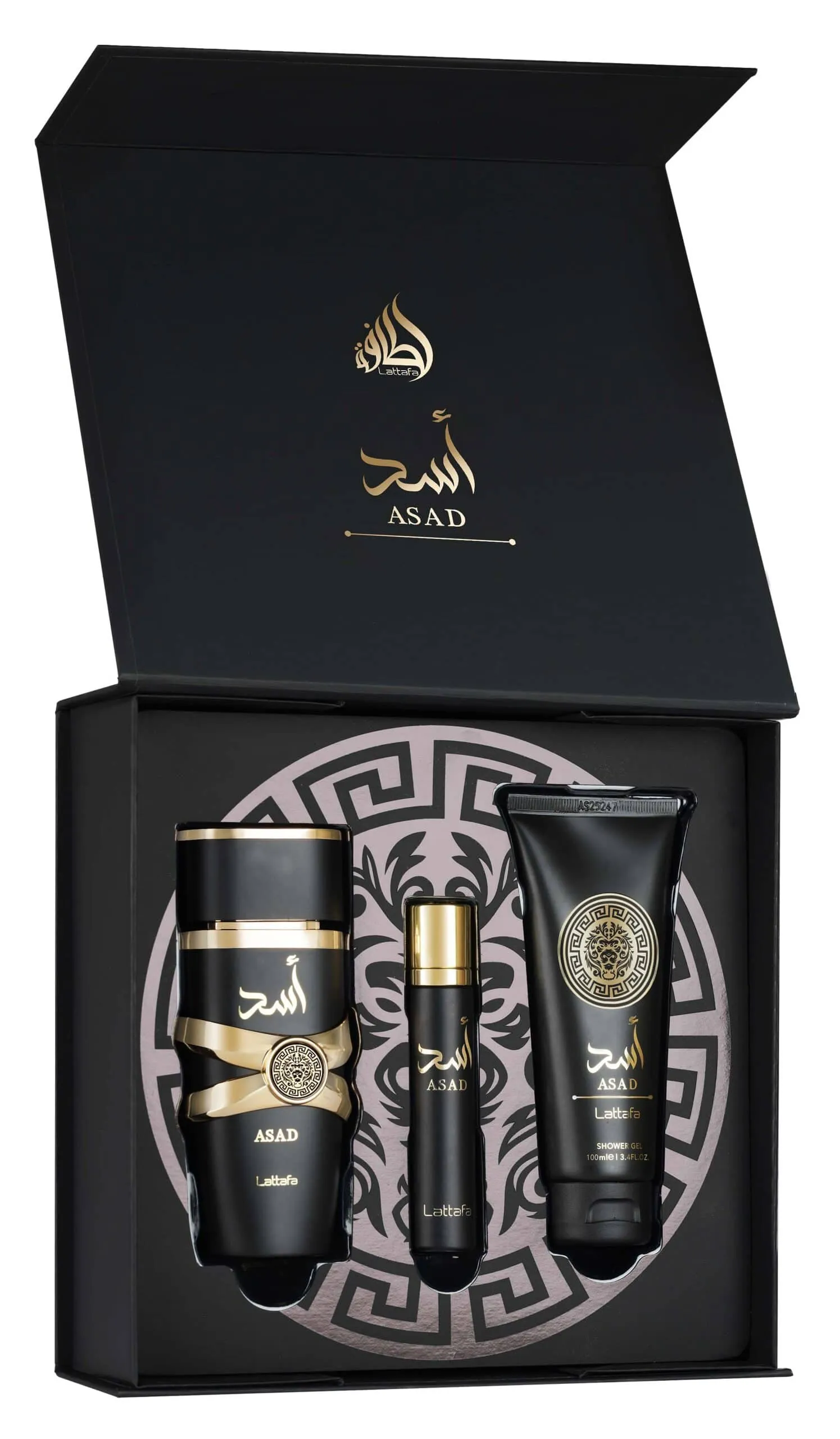 Set Asad Black de Regalo 100ml, 12ml, Gel de Ducha, Lattafa, Men