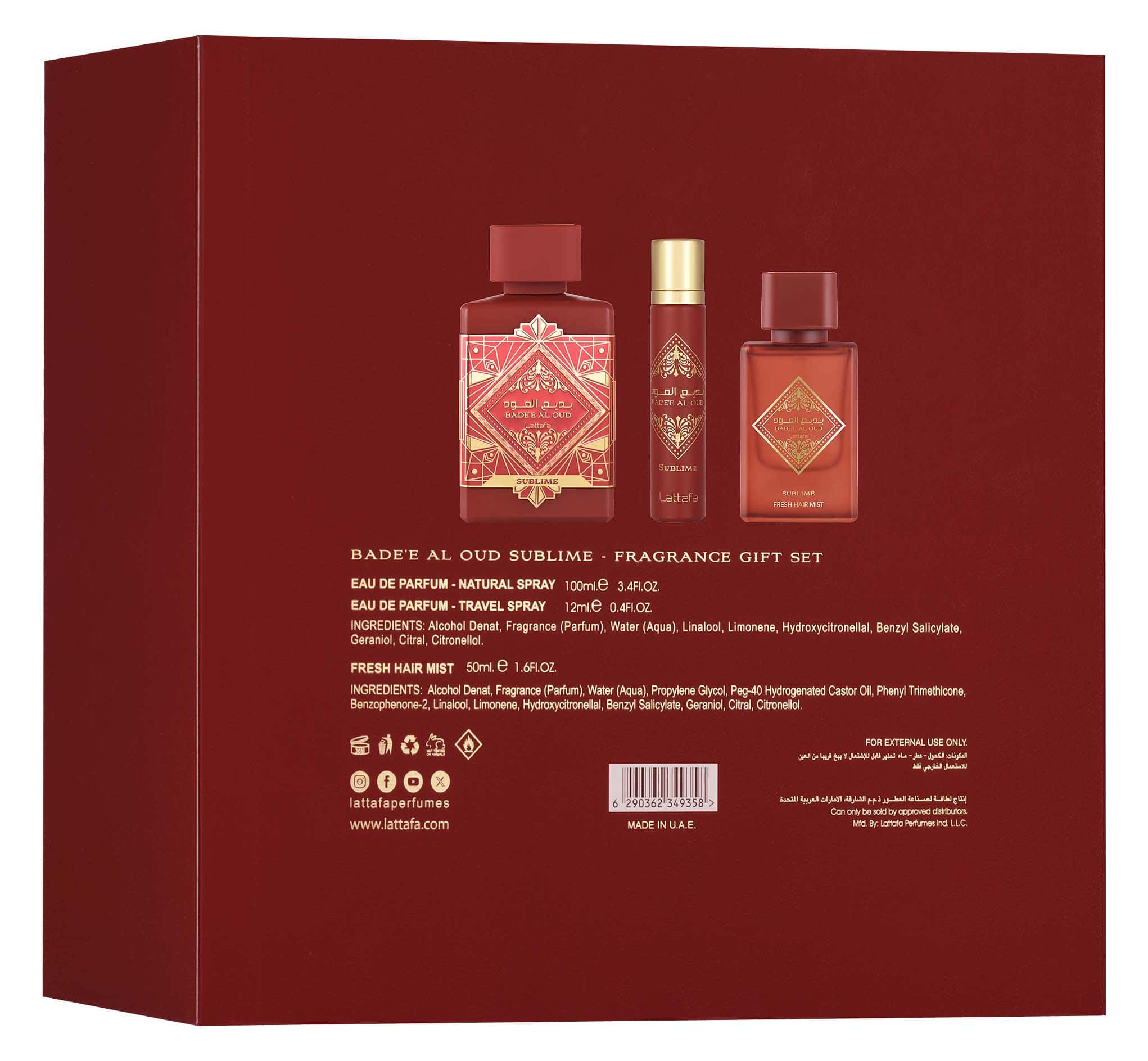 Set Badee AI Oud Sublime 100ml, 12ml, Bruma para el Cabello, Unisex