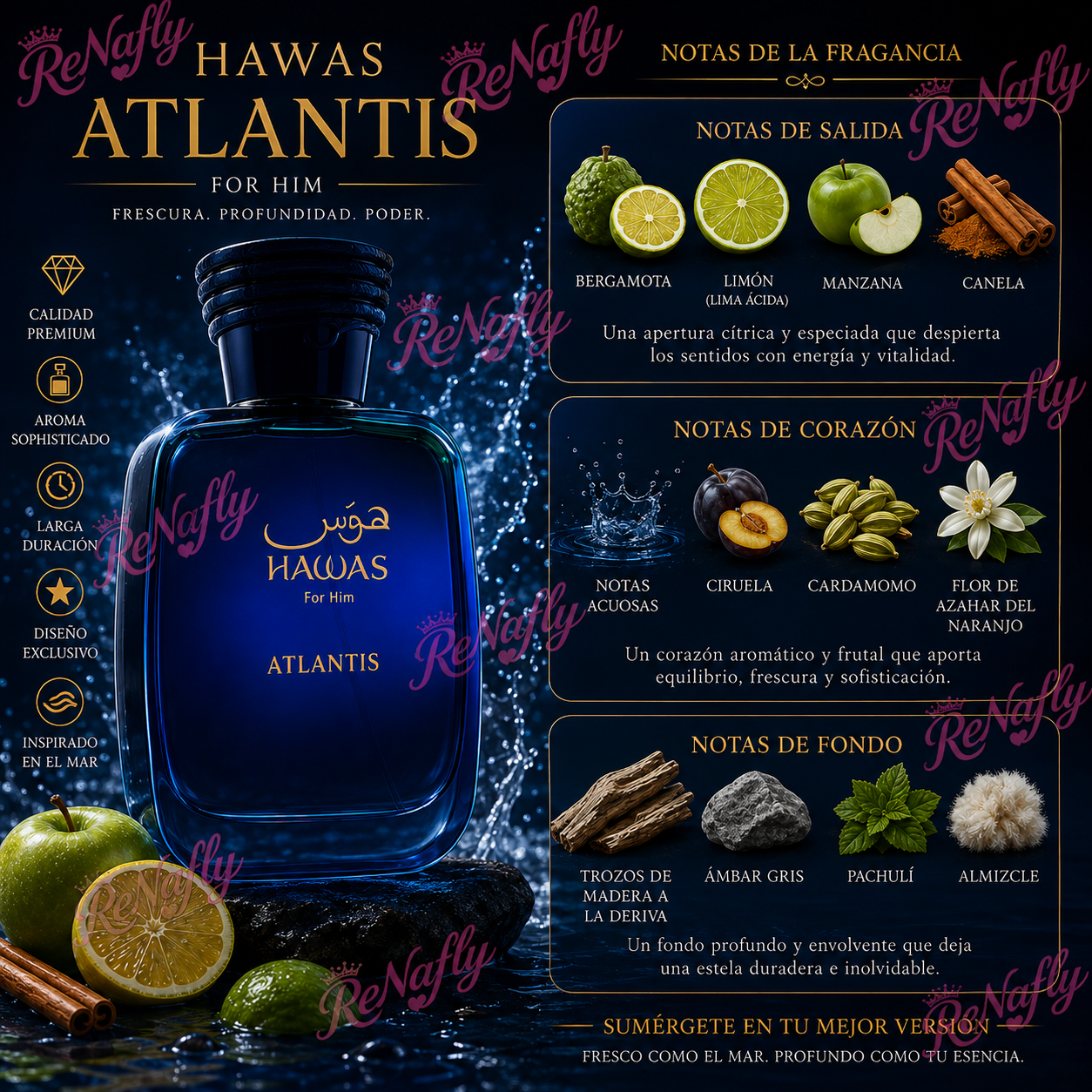Hawas Atlantis, Rasasi, Eau de Parfum, Unisex, 100ml