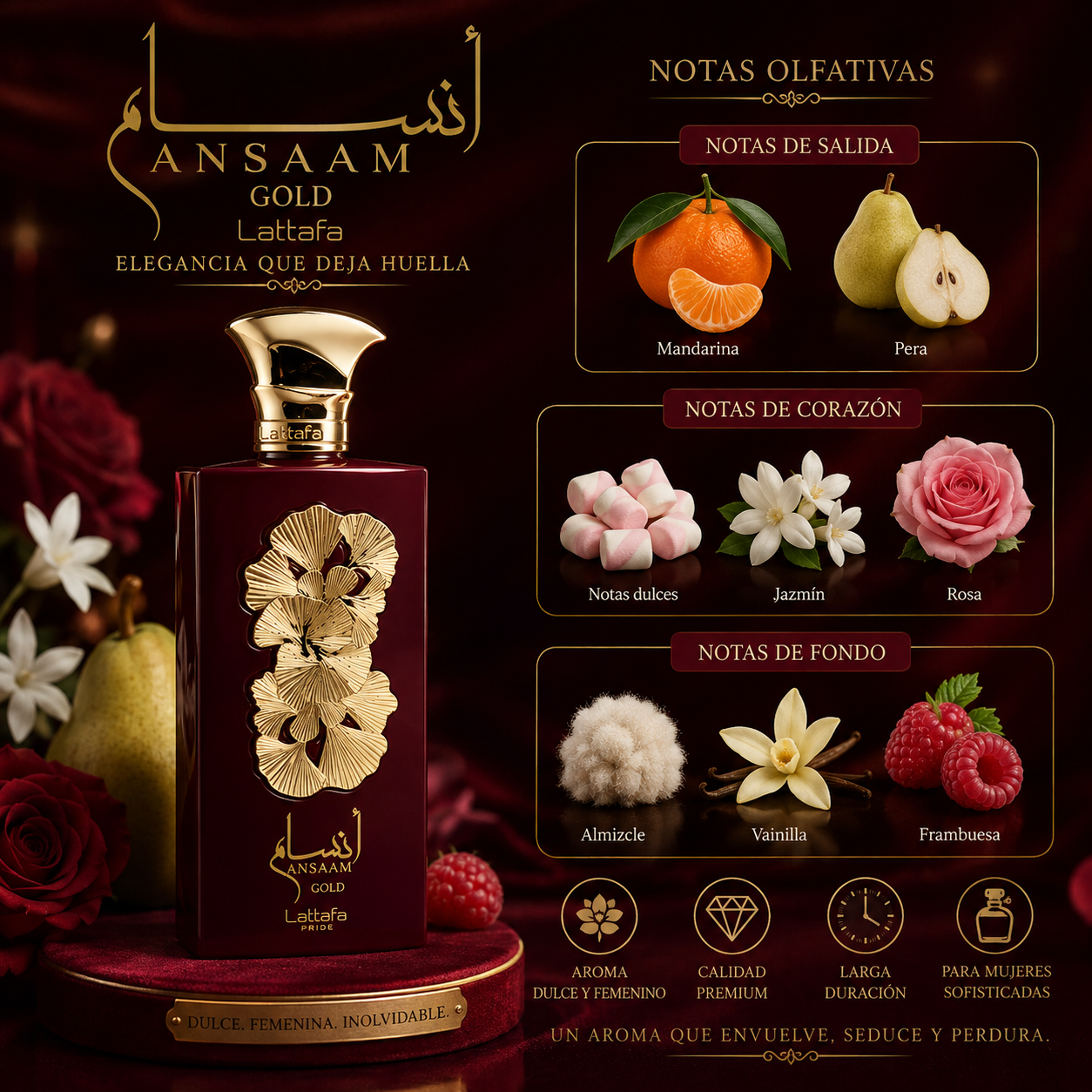 Ansaam Gold, Lattafa, Eau de Parfum, Mujer, 100ml