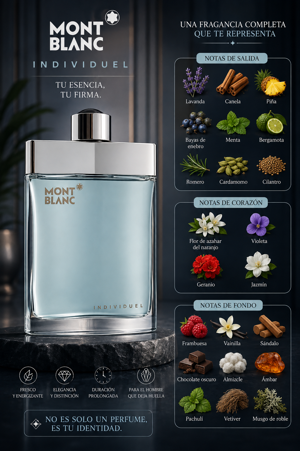 Individuel, Mont Blanc, Eau de Toilette, Hombre, 75ml