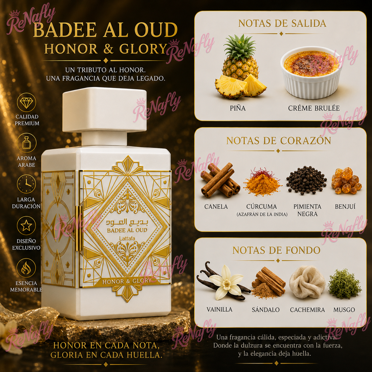 Badee AI Oud Honor y Glory, Lattafa, Eau de Parfum, Unisex, 100ml