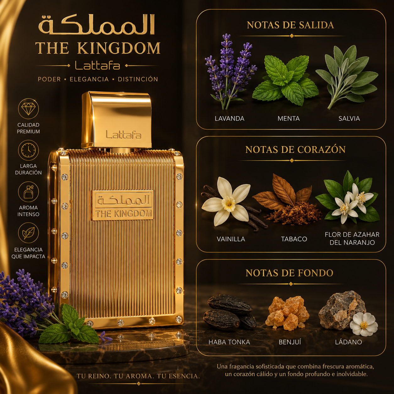 The Kingdom, Lattafa, Eau de Parfum, Hombre, 100ml