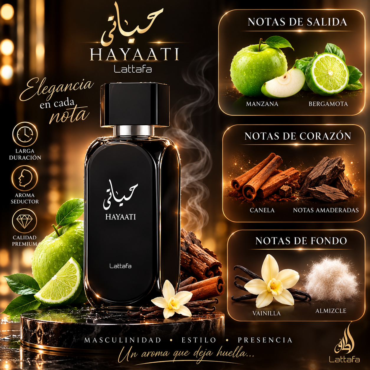 Hayaati, Lattafa, Eau de Parfum, Hombre, 100ml