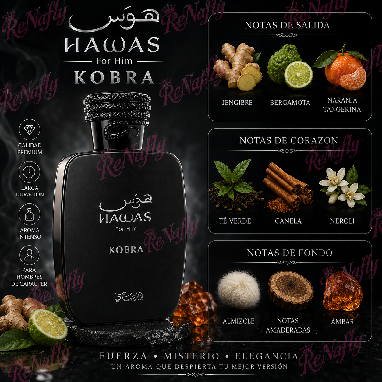 Hawas Kobra, Rasasi, Eau de Parfum, Hombre, 100ml
