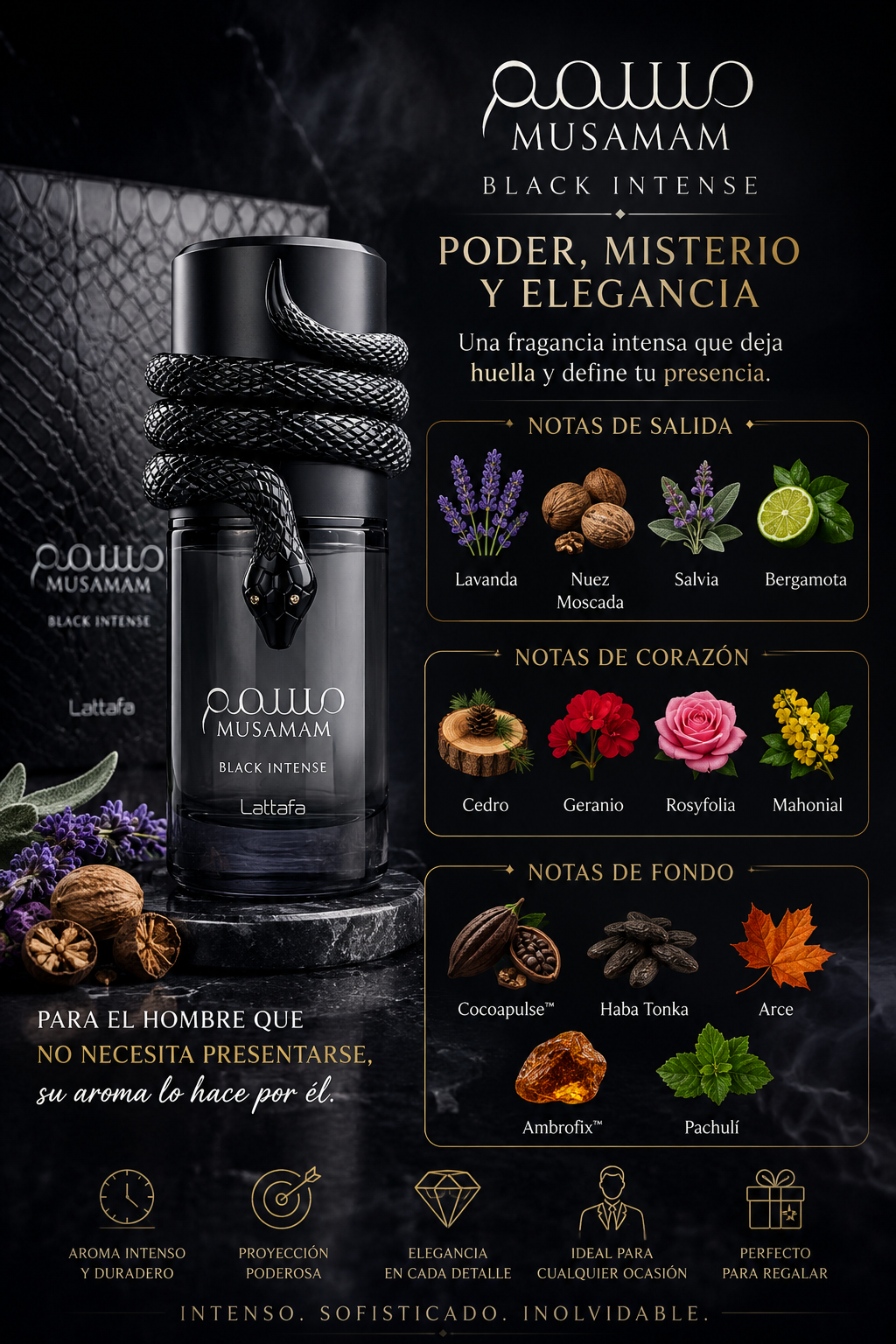 Musamam Black Intense, Lattafa, Eau de Parfum, Unisex, 100ml