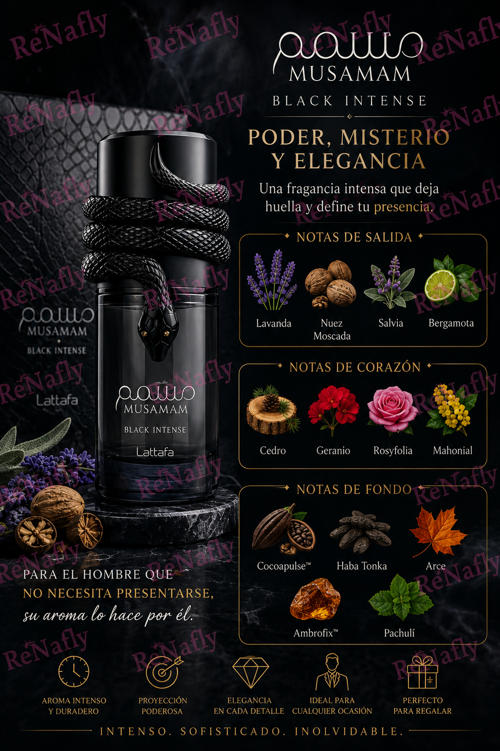 Musamam Black Intense, Lattafa, Eau de Parfum, Unisex, 100ml