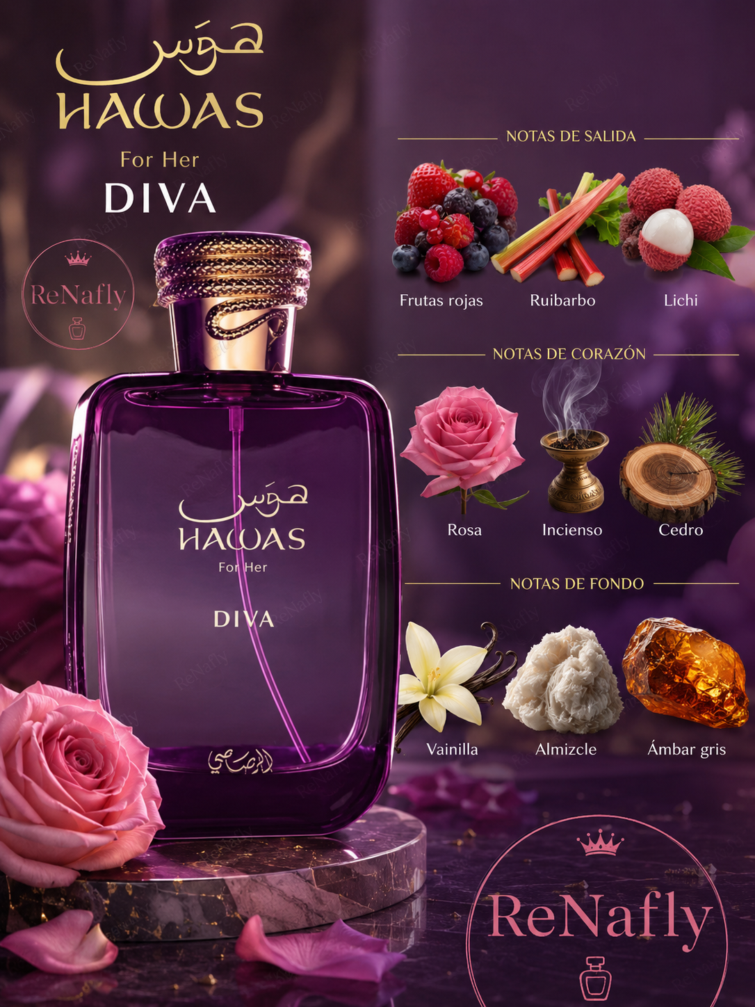 Hawas Diva, Rasasi, Eau de Parfum, Mujer, 100ml