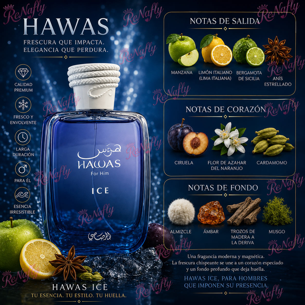 Hawas ice, Rasasi, Eau de Parfum, Hombre, 100ml