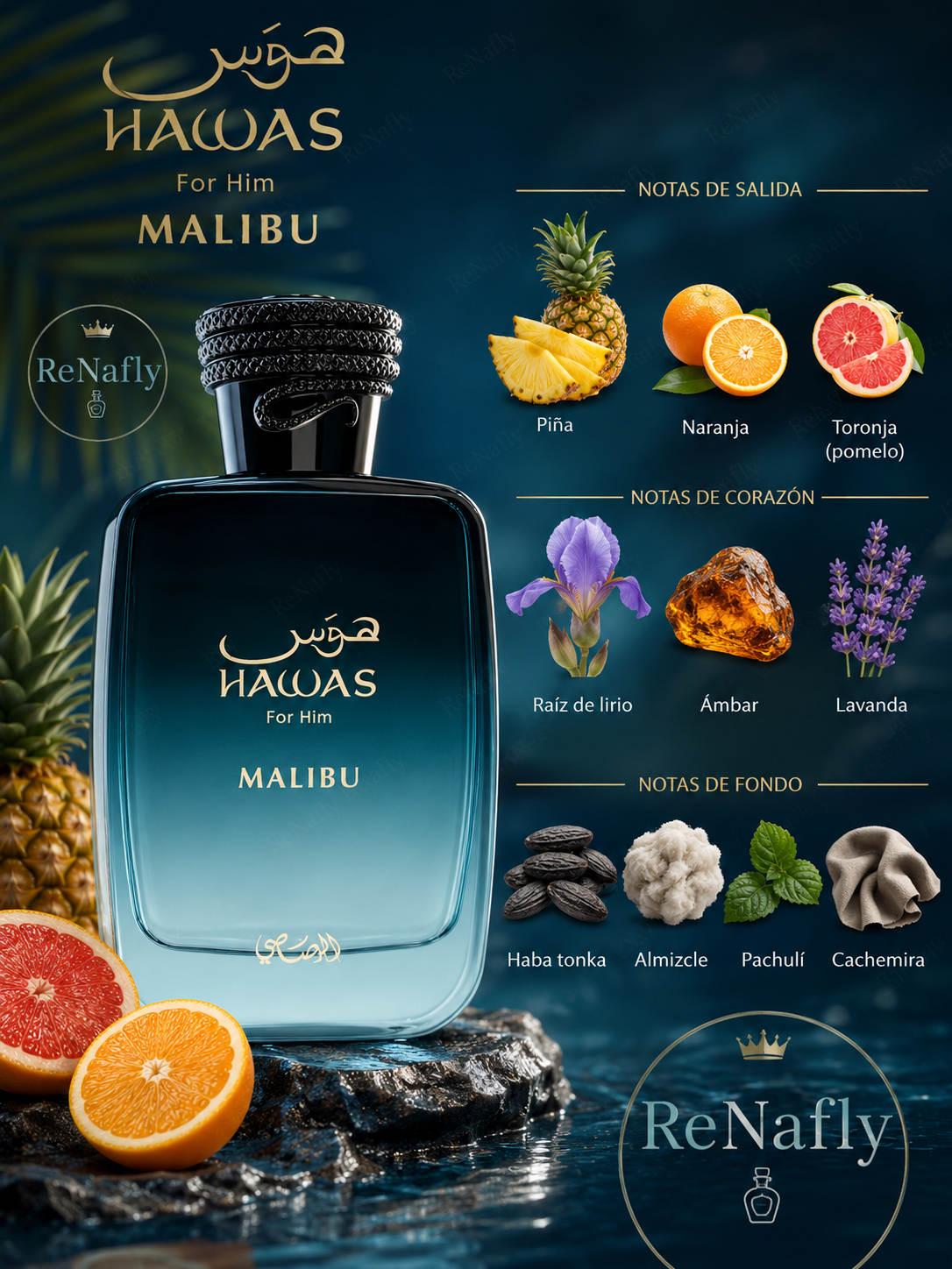 Hawas Malibu, Rasasi, Eau de Parfum, Unisex, 100ml