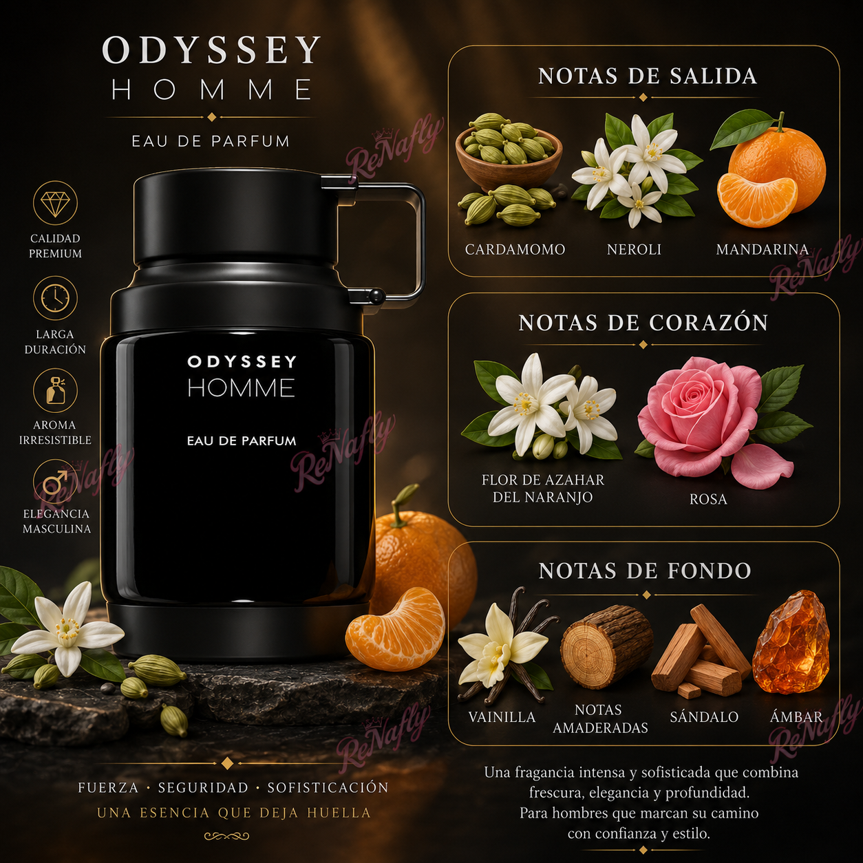 Odyssey Homme Black, Armaf, Eau de Parfum, Hombre, 100ml