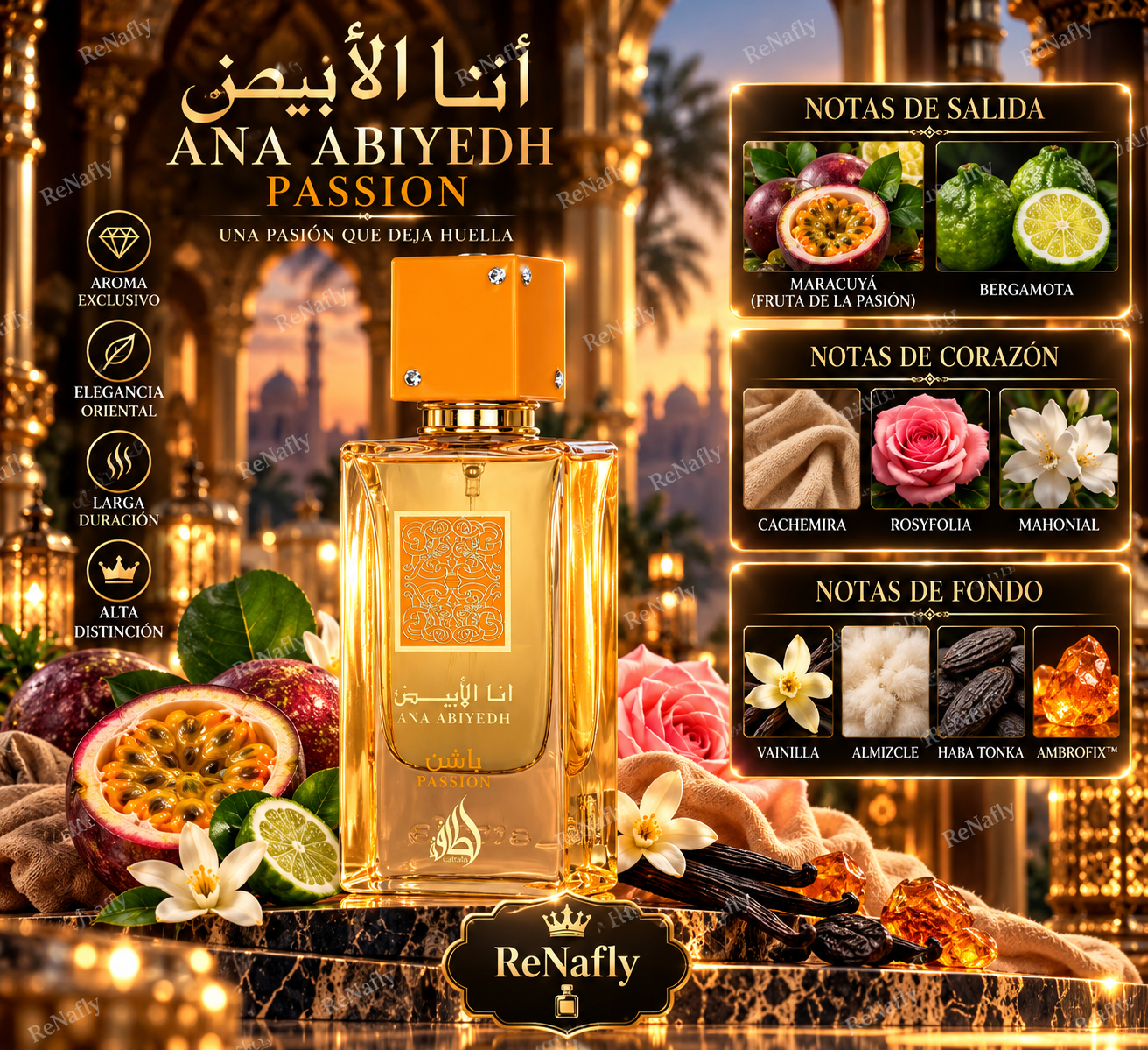 Ana Abiyedh Passion, Lattafa, Eau de Parfum, Mujer, 80ml
