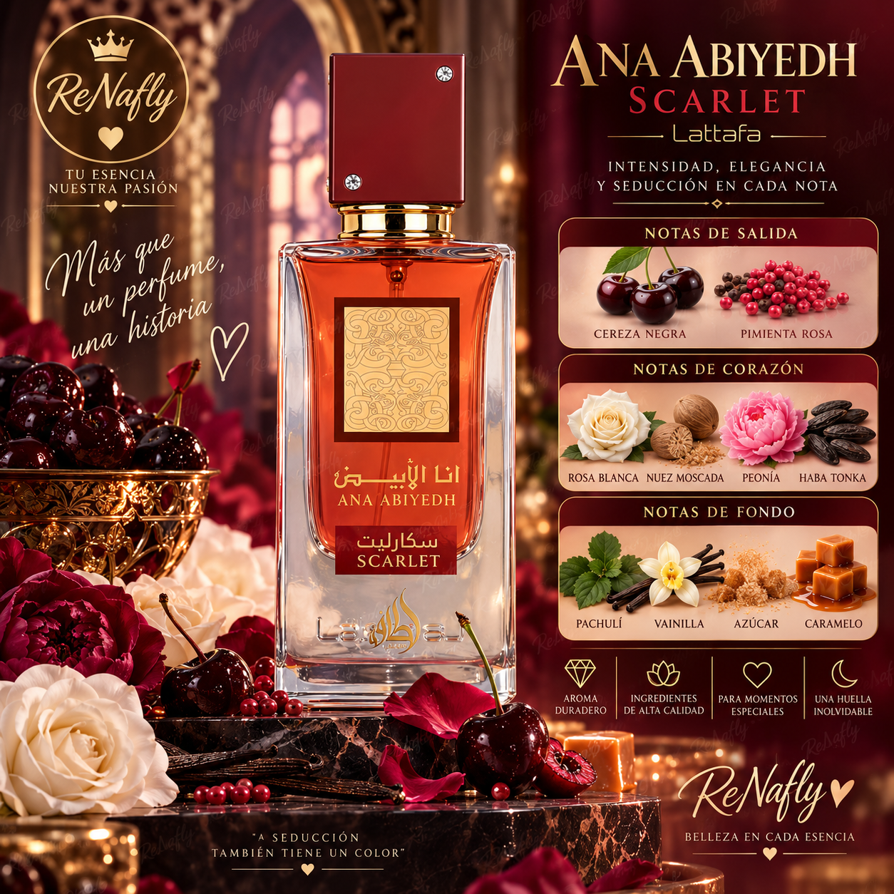 Ana Abiyedh Scarlet, Lattafa, Eau de Parfum, Mujer, 80ml