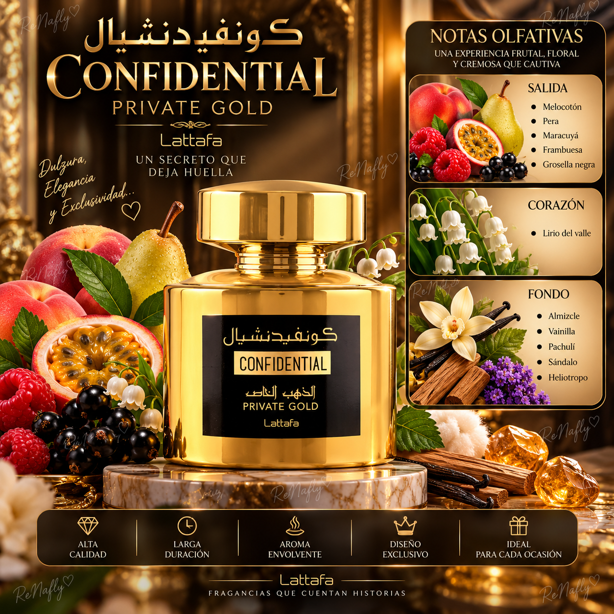 Confidential Private Gold, Lattafa, Eau de Parfum, Unisex, 100ml