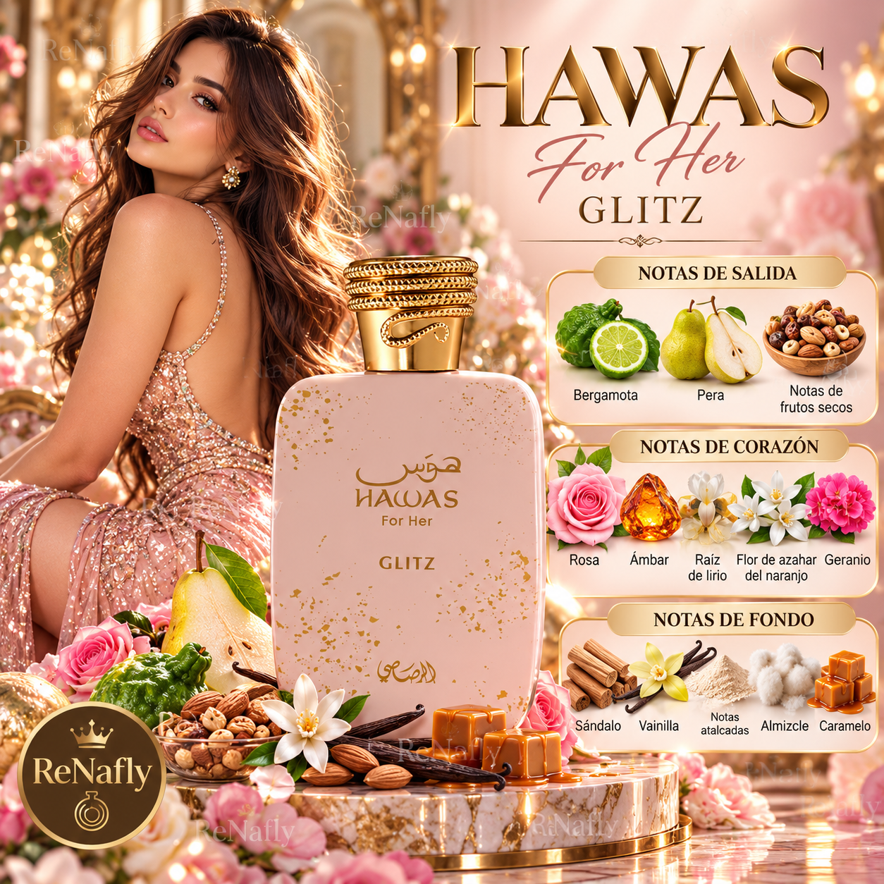 Hawas Glitz, Rasasi, Eau de Parfum, Mujer, 100ml