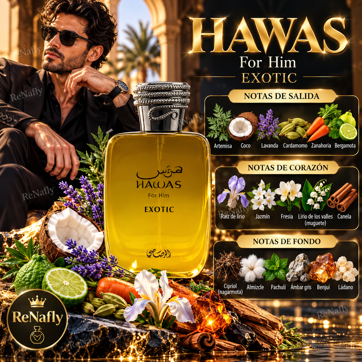 Hawas Exotic, Rasasi, Eau de Parfum, Hombre, 100ml