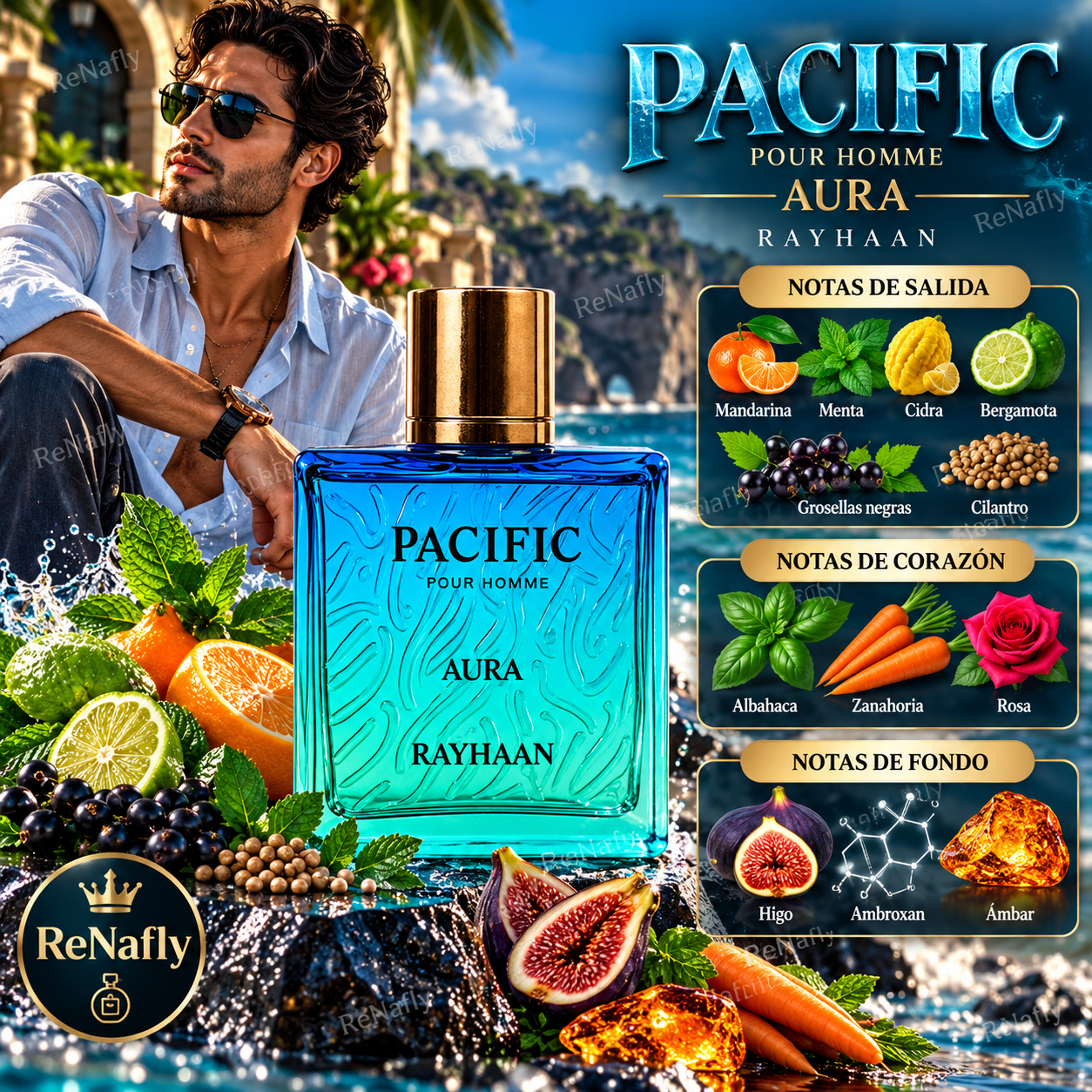 Pacific Aura, Rayhaan, Eau de Parfum, Hombre, 100ml