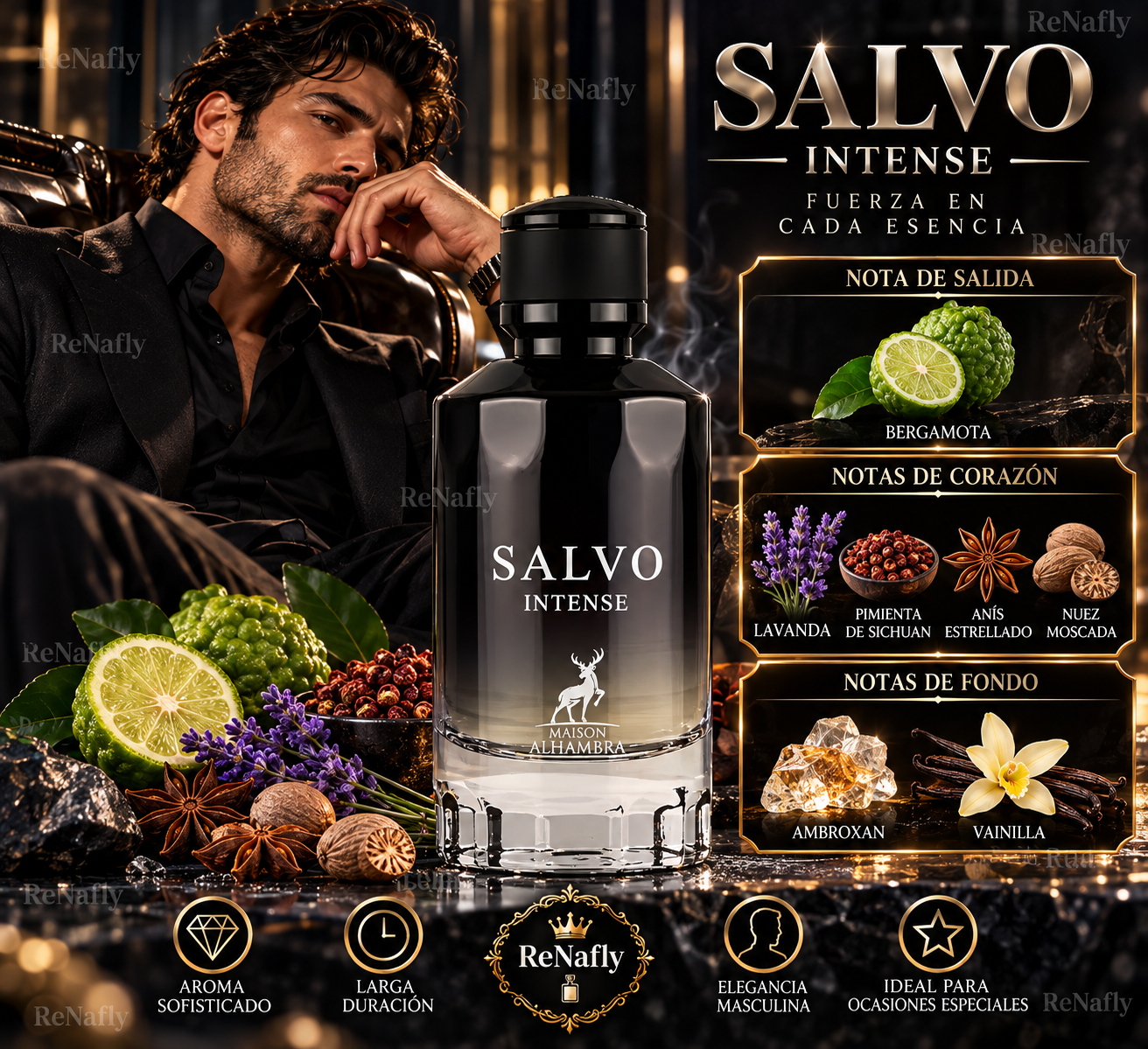 Salvo Intense, Maison Alhambra, Eau de Parfum, Hombre, 100ml