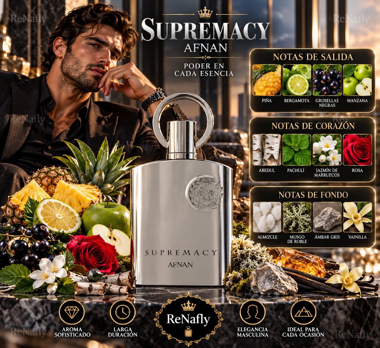 Supremacy Silver, Afnan, Eau de Parfum, Hombre, 100ml