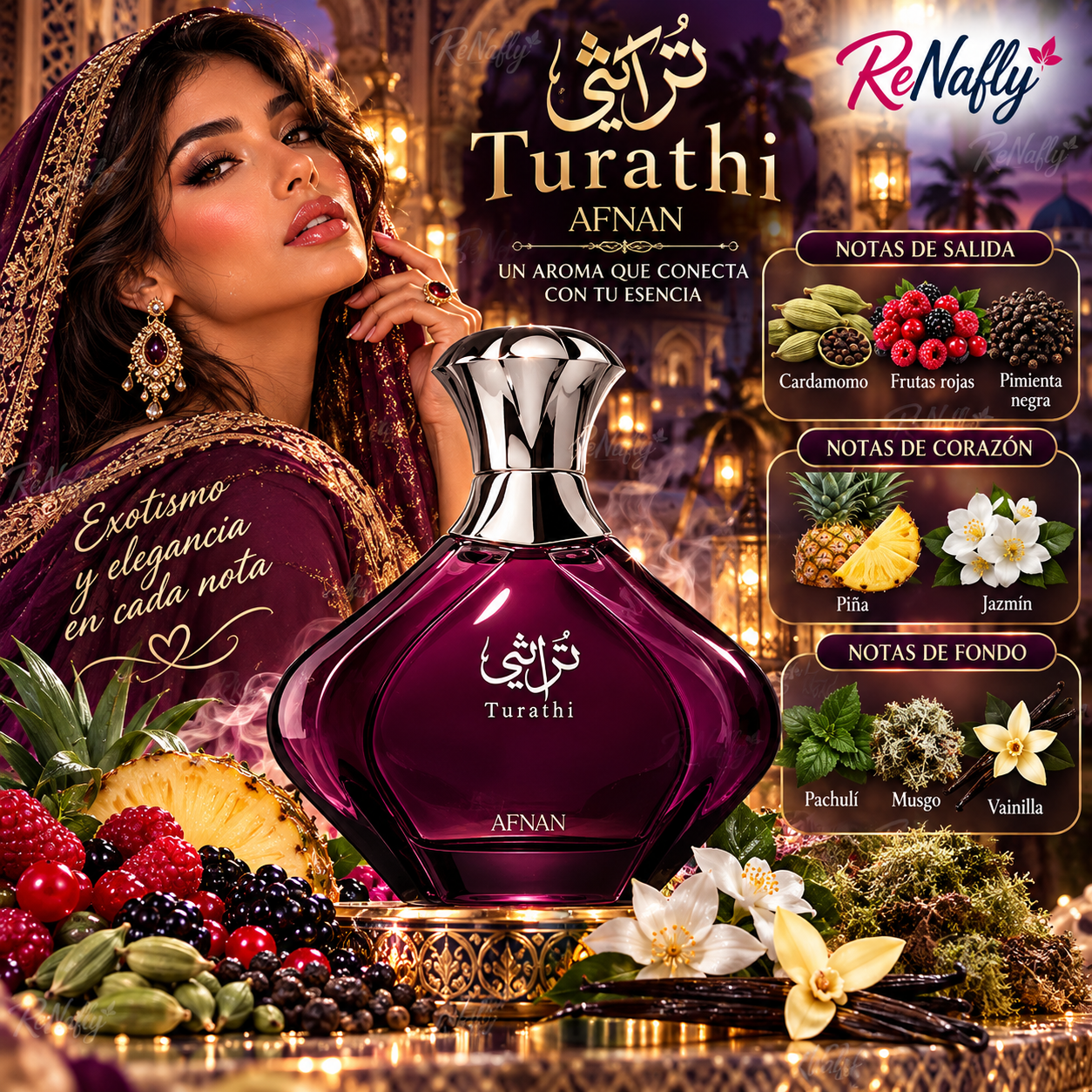 Turathi Purple, Afnan, Eau de Parfum, Mujer, 100ml