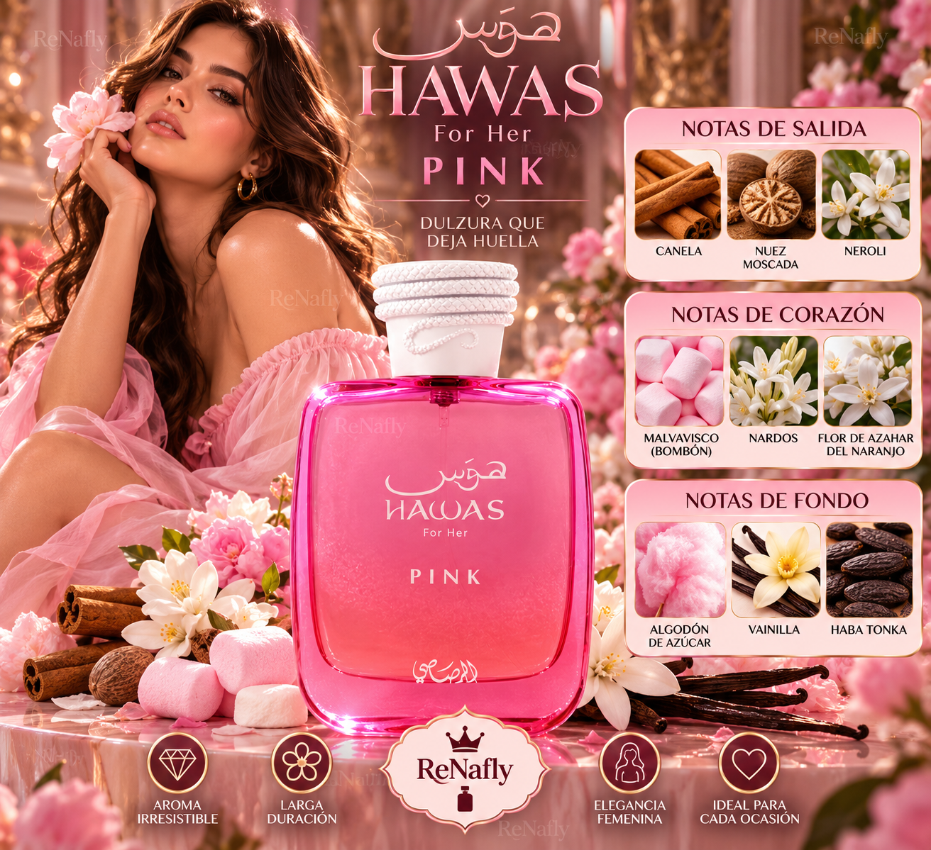 Hawas Pink, Rasasi, Eau de Parfum, Mujer, 100ml