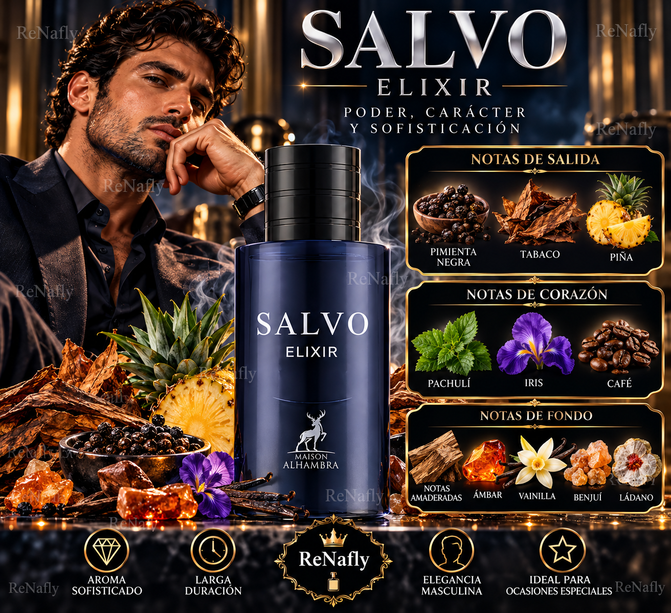 Salvo Elixir, Maison Alhambra, Eau de Parfum, Hombre, 100ml